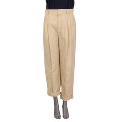 CHLOE beige linen & cotton CUFFED WIDE Pants 38 S