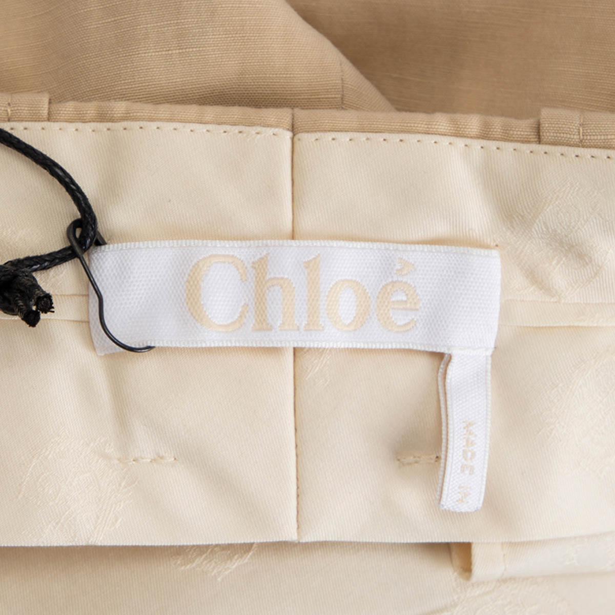 CHLOE beige linen & cotton CUFFED WIDE Pants 38 S For Sale 1