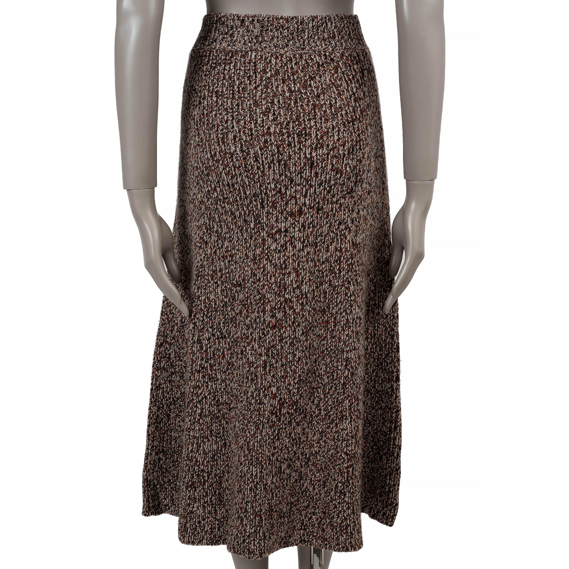 Black CHLOE beige & multi cashmere & wool 2021 KNIT MIDI Skirt S For Sale