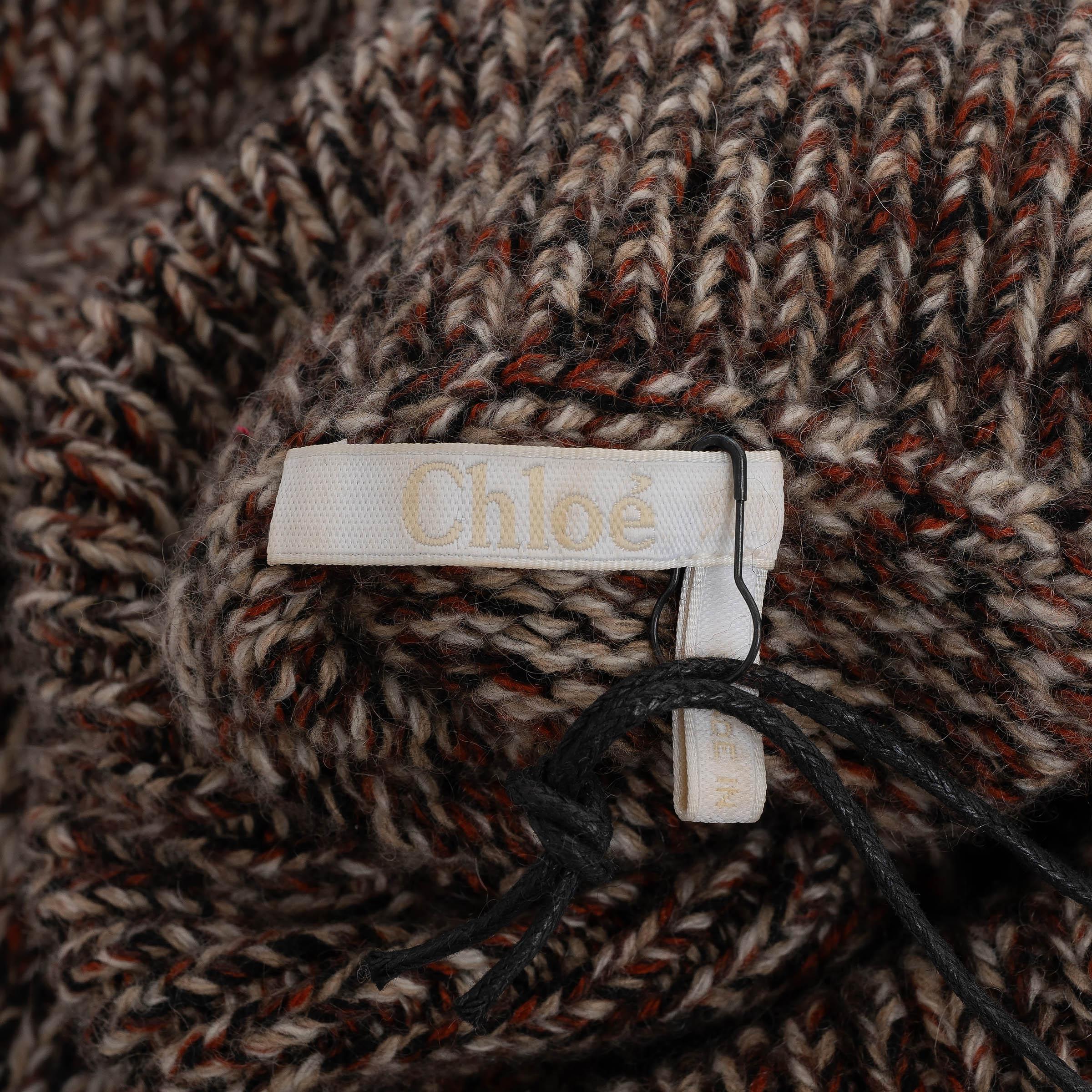 Pull CHLOE beige et multi cachemire et laine 2021 TURTLENECK M en vente 2