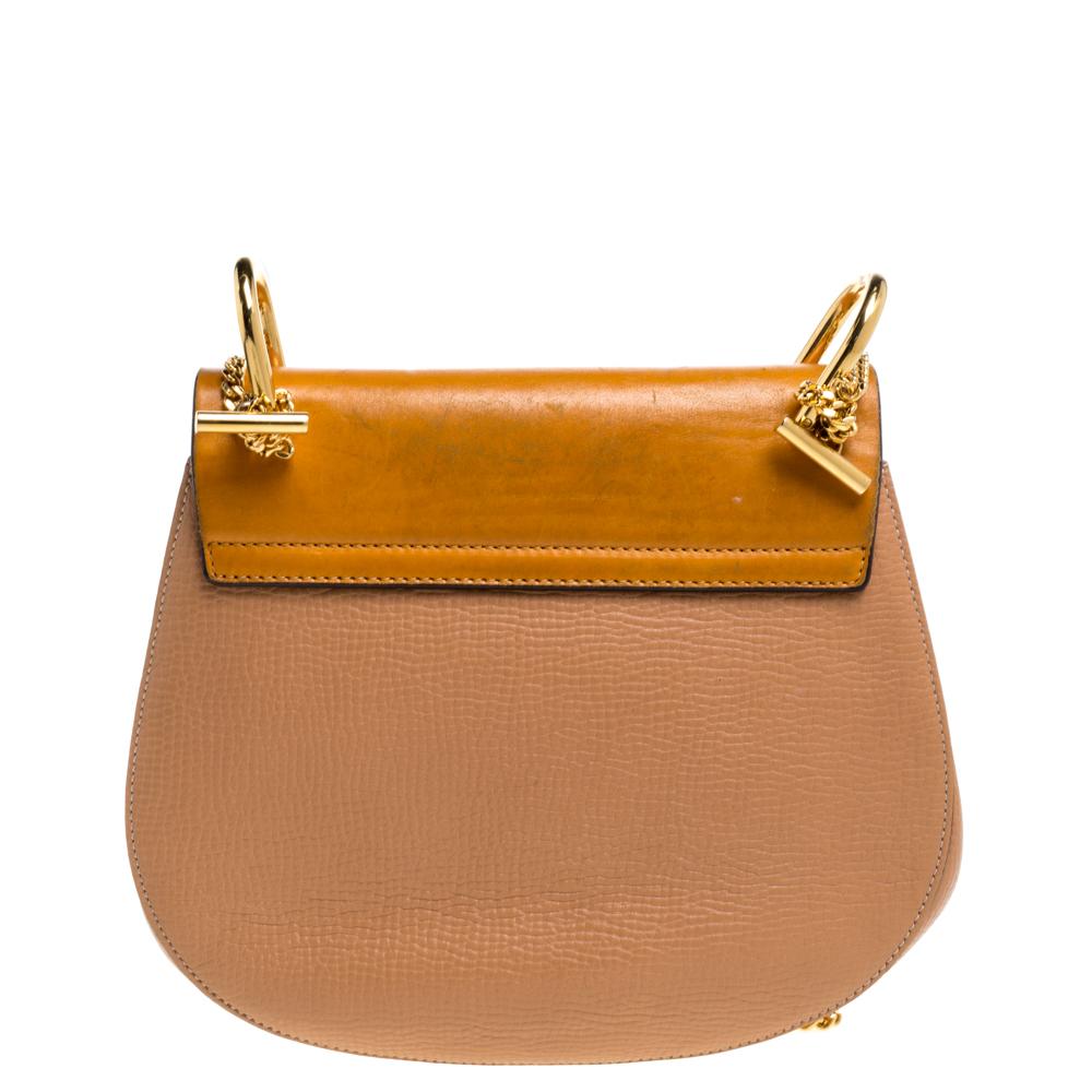 Chloe Beige/Mustard Leather Medium Drew Shoulder Bag For Sale at ...