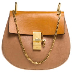 Chloe Beige/Mustard Leather Medium Drew Shoulder Bag