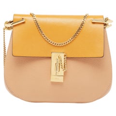 Chloe Beige/Mustard Leather Medium Drew Shoulder Bag