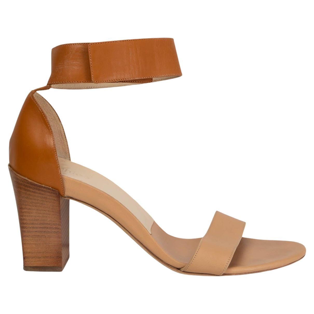 CHLOE beige & nude TWO TONE ANKLE STRAP Sandals Shoes 42 SEAWATER For Sale