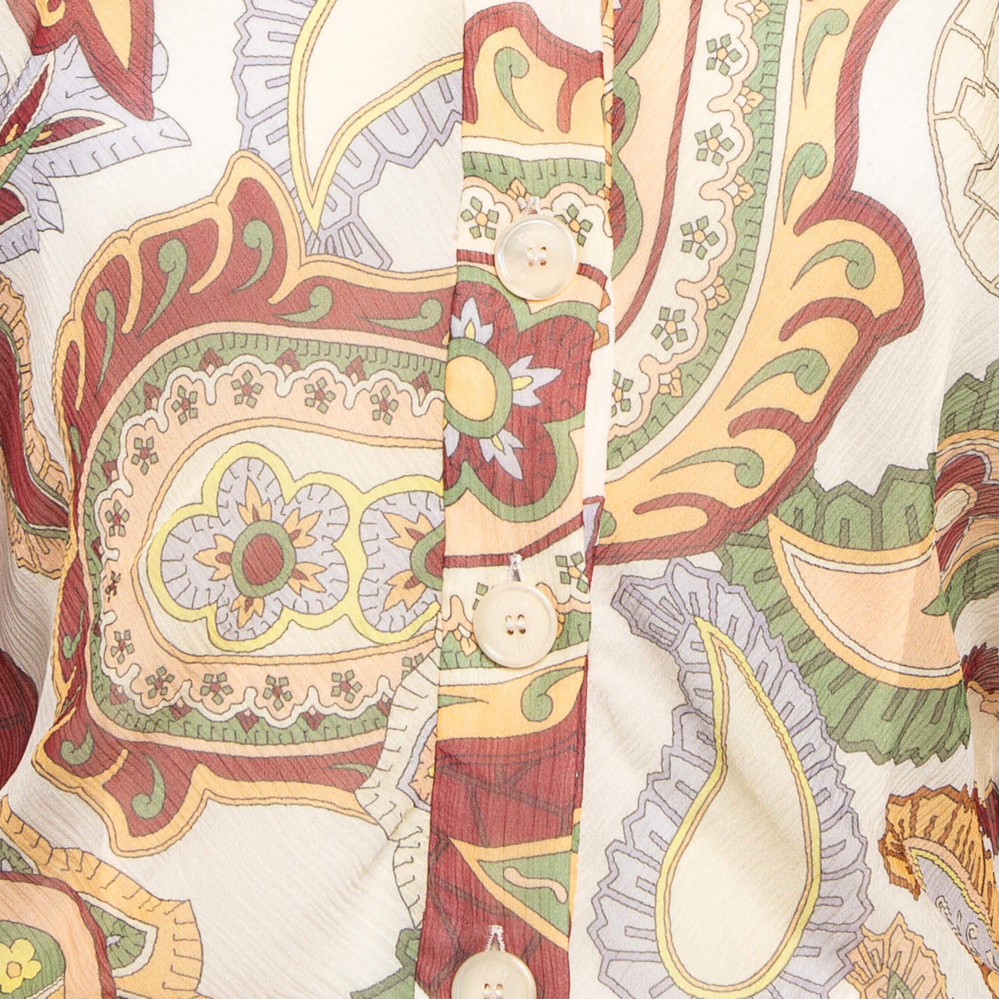 Chloe Beige Paisley Print Chiffon Silk Shirt L In New Condition For Sale In Dubai, Al Qouz 2