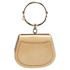 Chloe Beige Patent Leather and Suede Nile Bracelet Clutch Bag