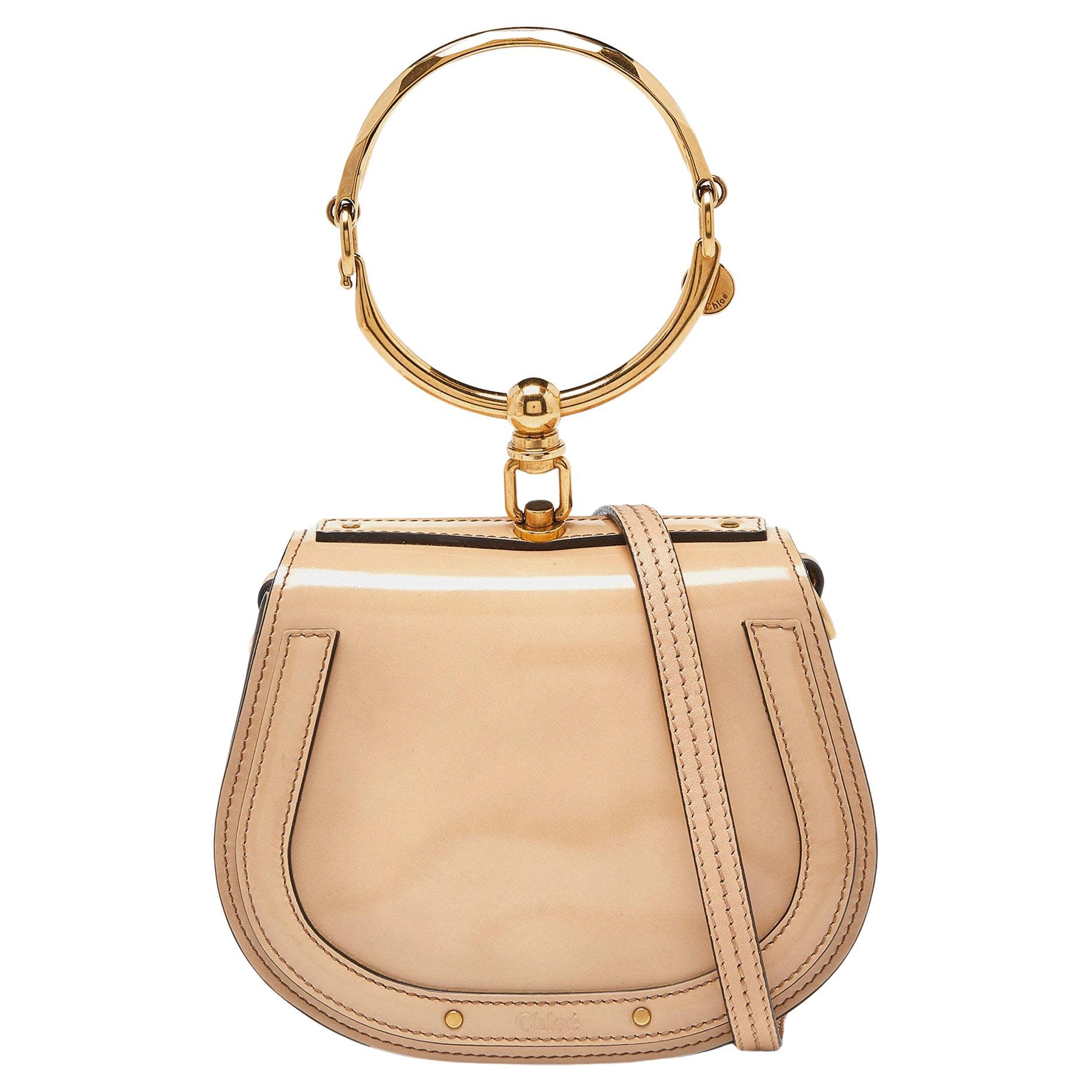 Chloe Beige Patent Leather Small Nile Bracelet Crossbody Bag