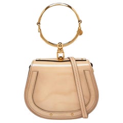 Chloe Beige Patent Leather Small Nile Bracelet Crossbody Bag