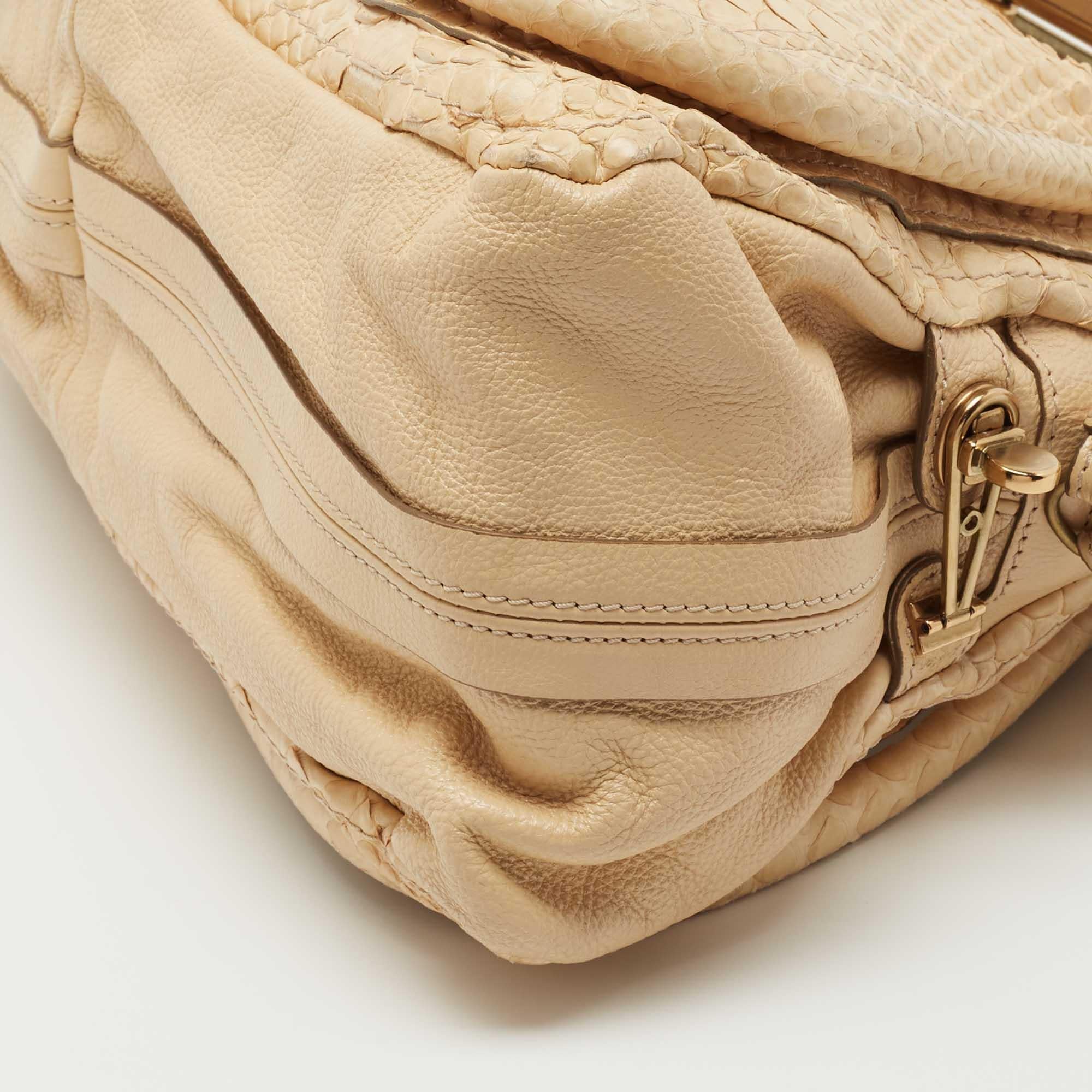 Chloe Sac à main Paraty taille moyenne en python beige 5
