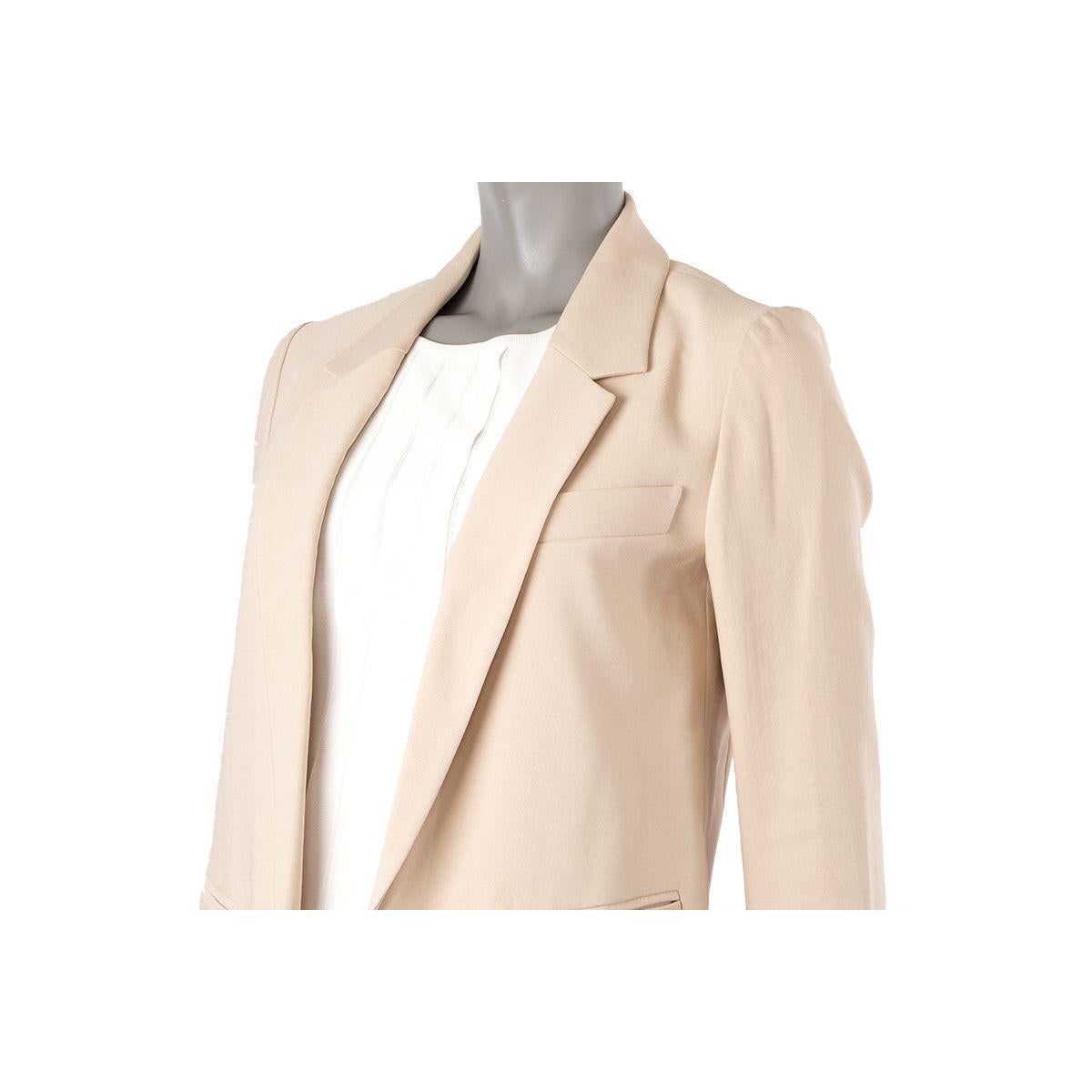 Women's CHLOE beige ramie 7/8 SLEEVE OPEN Blazer Jacket 36 XS