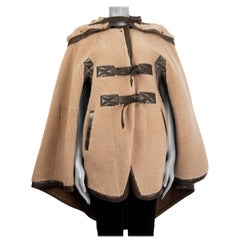 CHLOE beige SHEARLING Cape Coat Jacket M - L