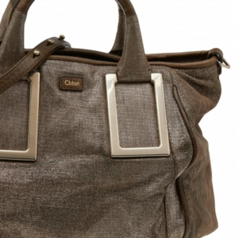 Chloe Cartera Ethel mediana de ante beige brillante en venta 3