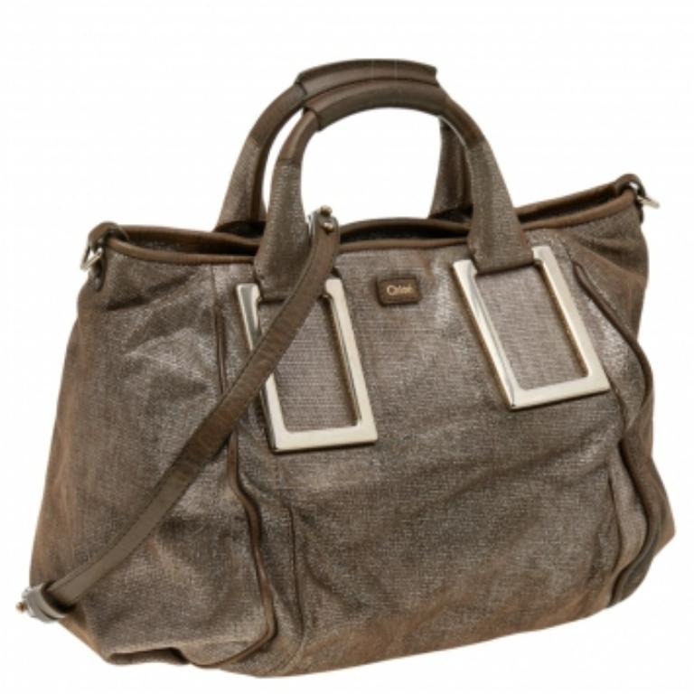 Chloe Cartera Ethel mediana de ante beige brillante en venta 4