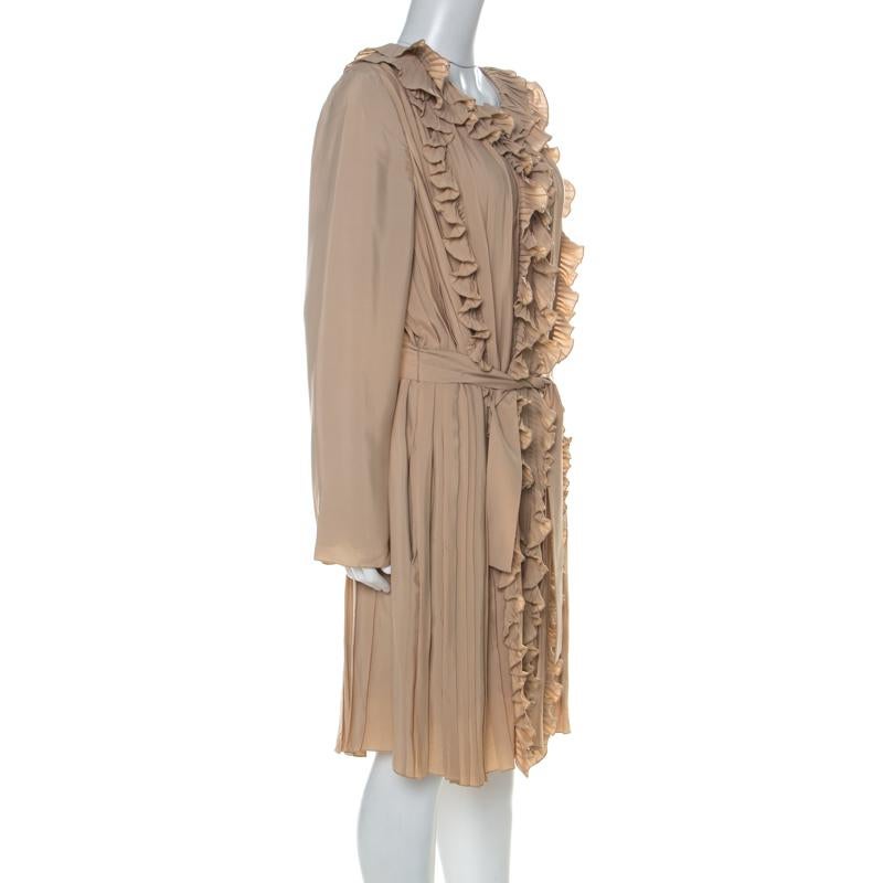 beige ruffle dress