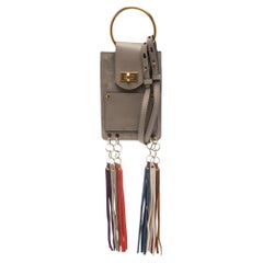 Mini Jane Armbandtasche aus beigem Wildleder und Leder in Beige