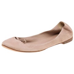 Chloe Beige Suede Embellished Bow Ballet Flats Size 36