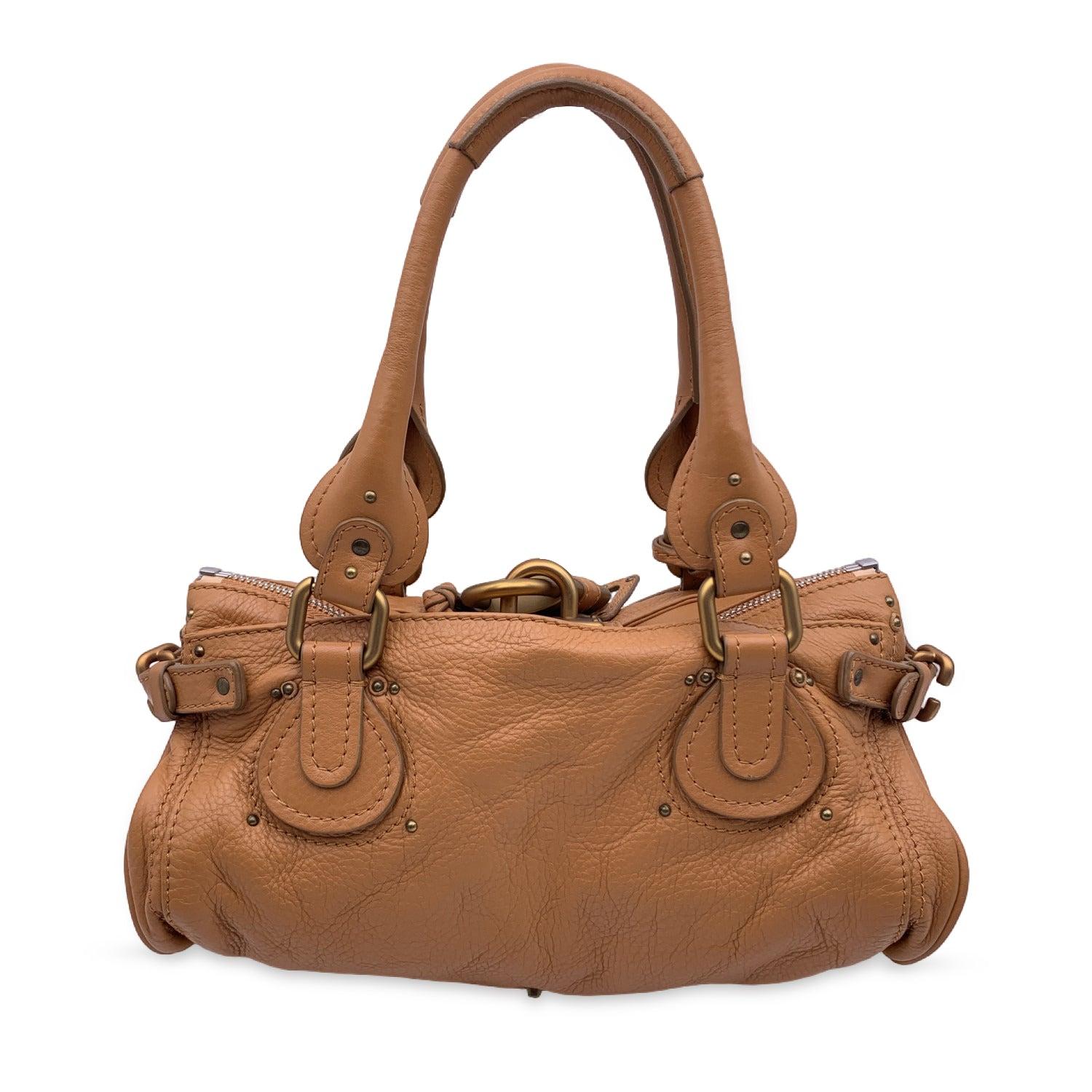 Chloe Beige Tan Leather Paddington Bag Tote Satchel In Good Condition In Rome, Rome