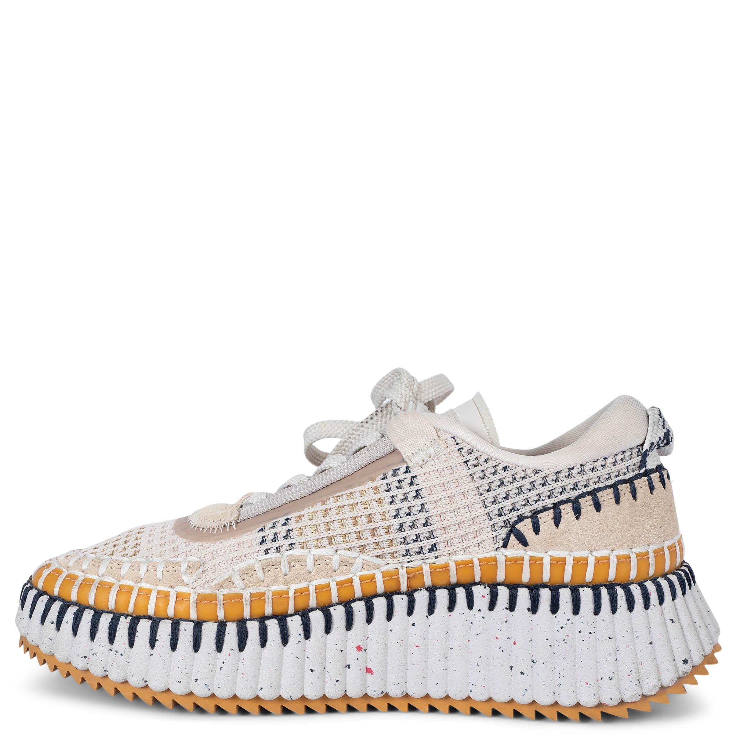 Beige CHLOE beige white blue mesh 2022 NAMA PLATFORM Sneakers Shoes 35 fit 35.5