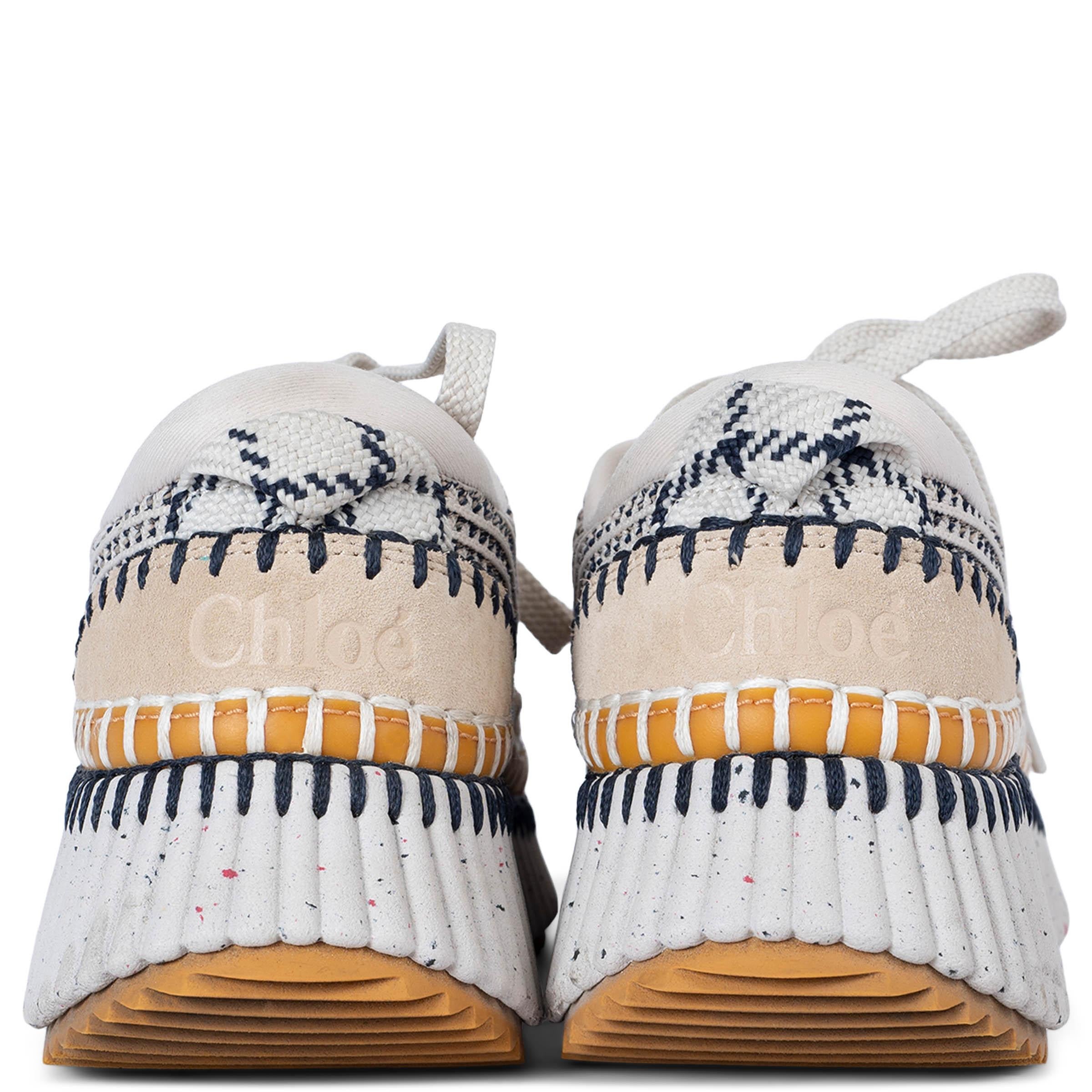 Women's CHLOE beige white blue mesh 2022 NAMA PLATFORM Sneakers Shoes 35 fit 35.5