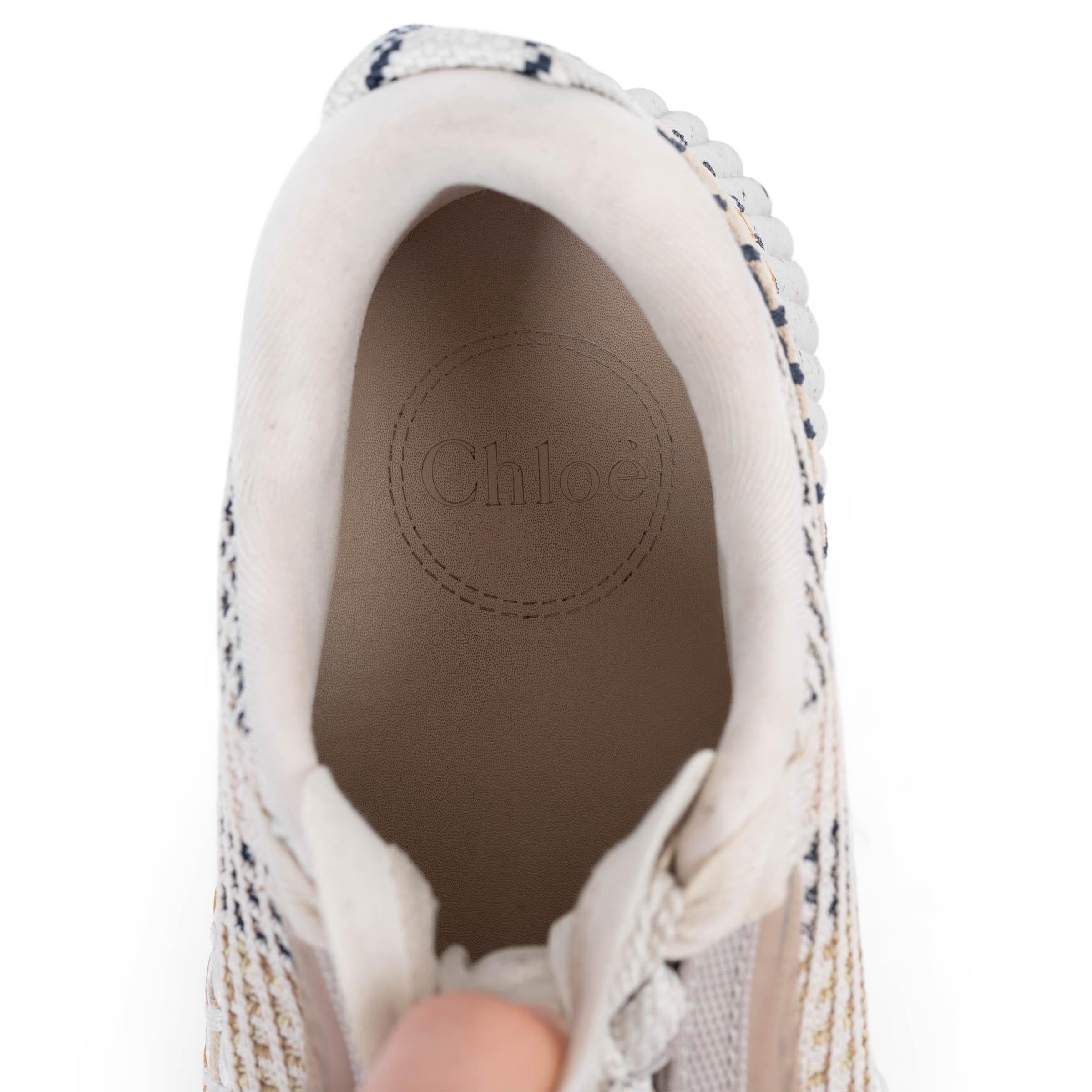 CHLOE beige white blue mesh 2022 NAMA PLATFORM Sneakers Shoes 35 fit 35.5 2