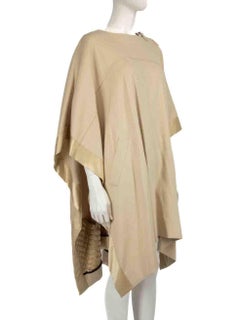 Chloé Beige Wool Buckle Shoulder Detail Poncho Size S