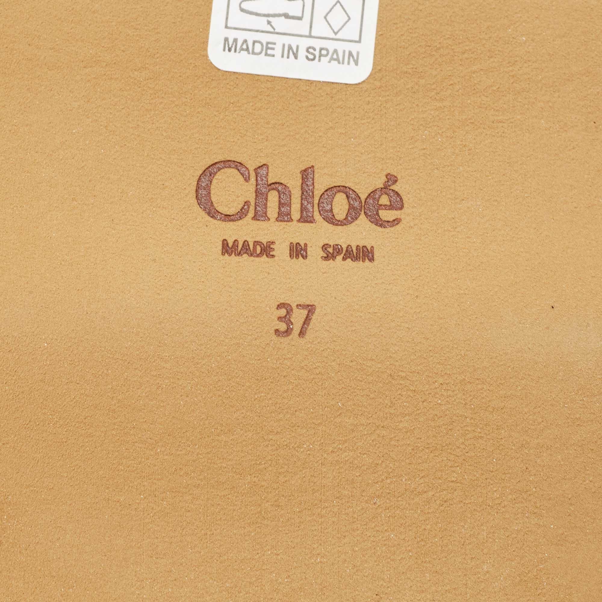 Chloe Beige Woven Leather Kacey Flat Slides Size 37 For Sale 3