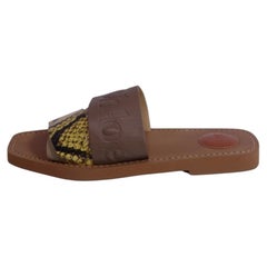 Chloé Beige & Yellow Python Print Leather Slide Sandals - EU 38