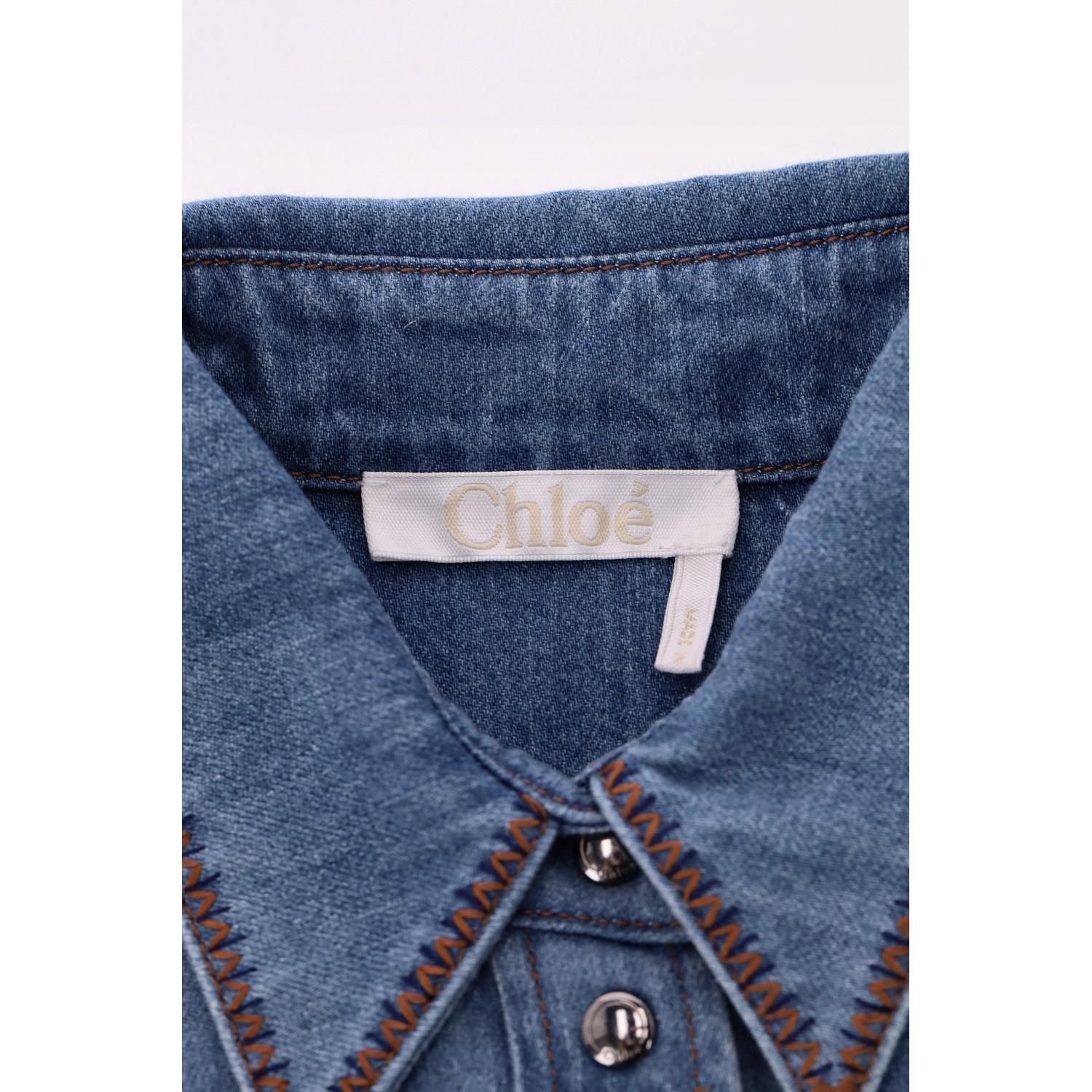 Chloe Belted Denim Shirt Dress For Sale 2