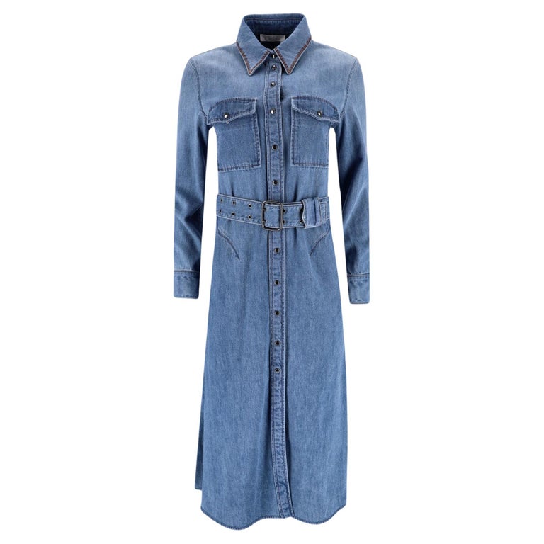 Chloe Belted Denim Shirt Dress at 1stDibs