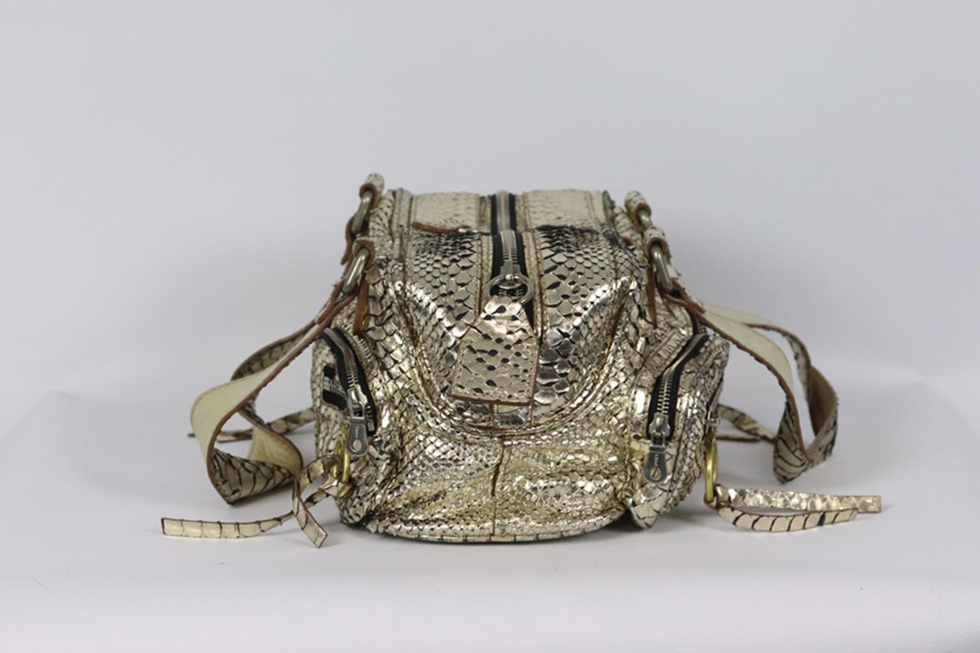 Gray Chloé Betty Metallic Python And Leather Shoulder Bag