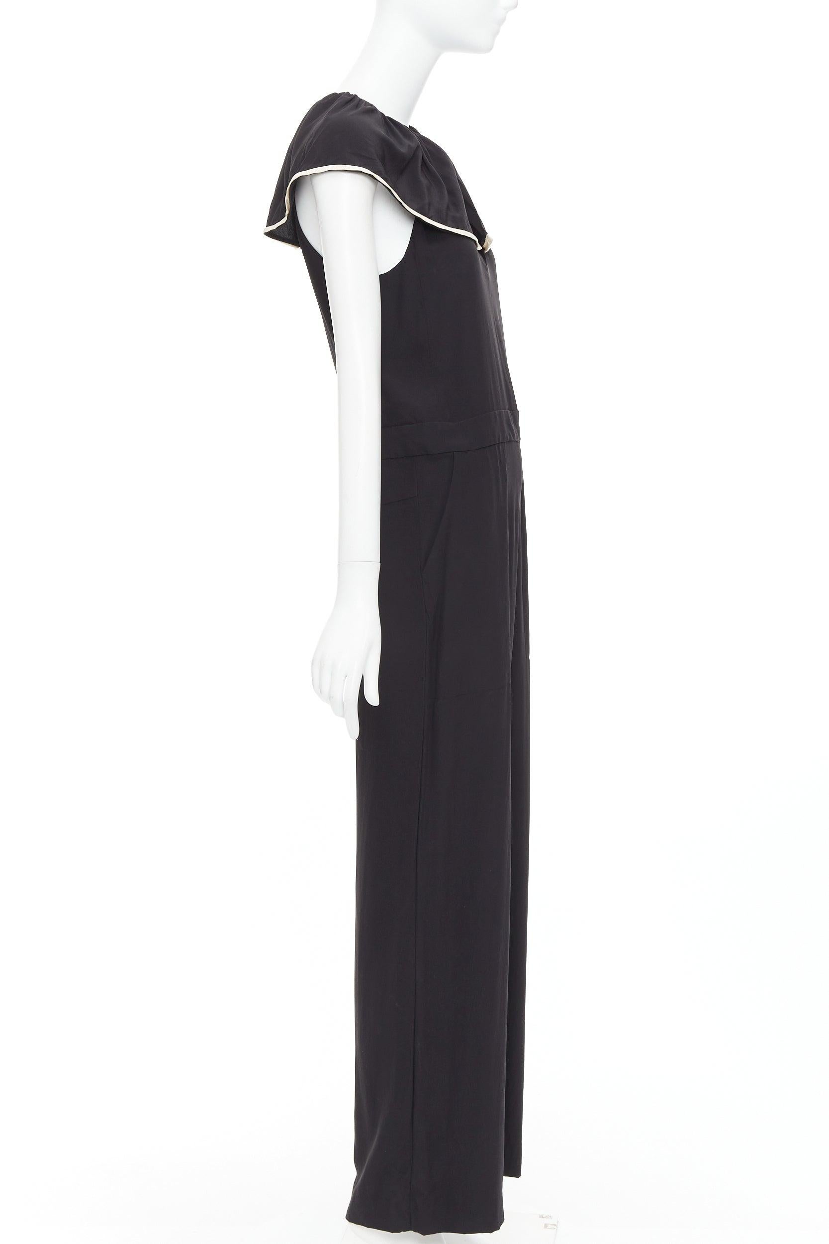 CHLOE tuta nera in crepe de chine 100% seta con collo a balze FR36 S In condizioni buone in vendita a Hong Kong, NT