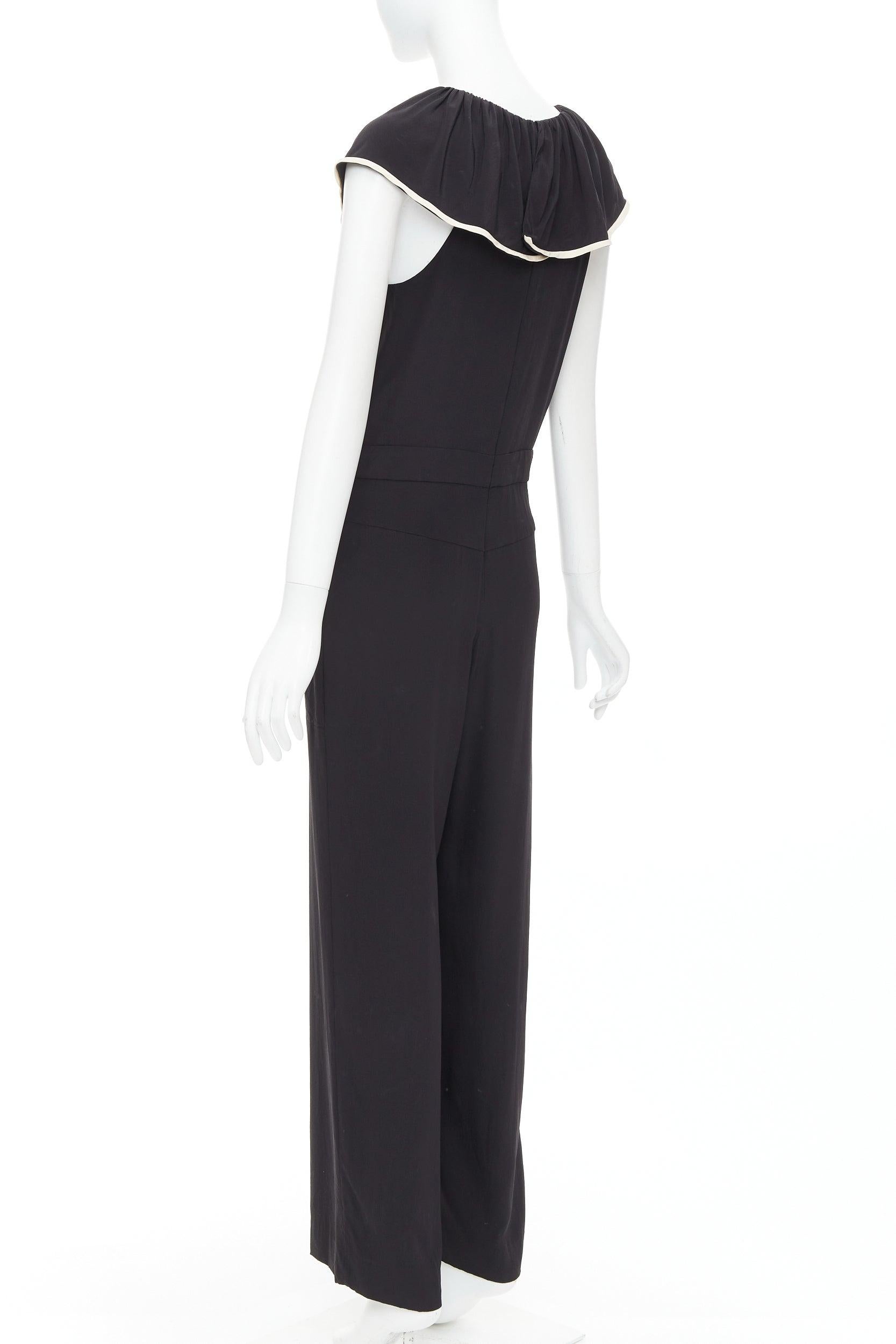 CHLOE tuta nera in crepe de chine 100% seta con collo a balze FR36 S in vendita 1