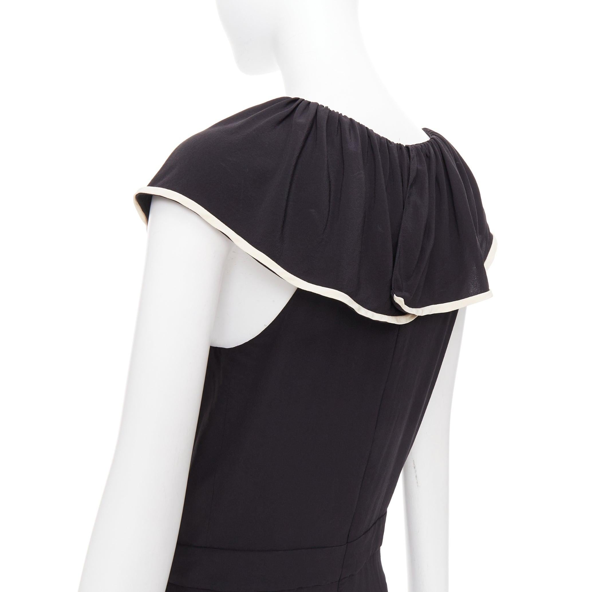 CHLOE tuta nera in crepe de chine 100% seta con collo a balze FR36 S in vendita 2