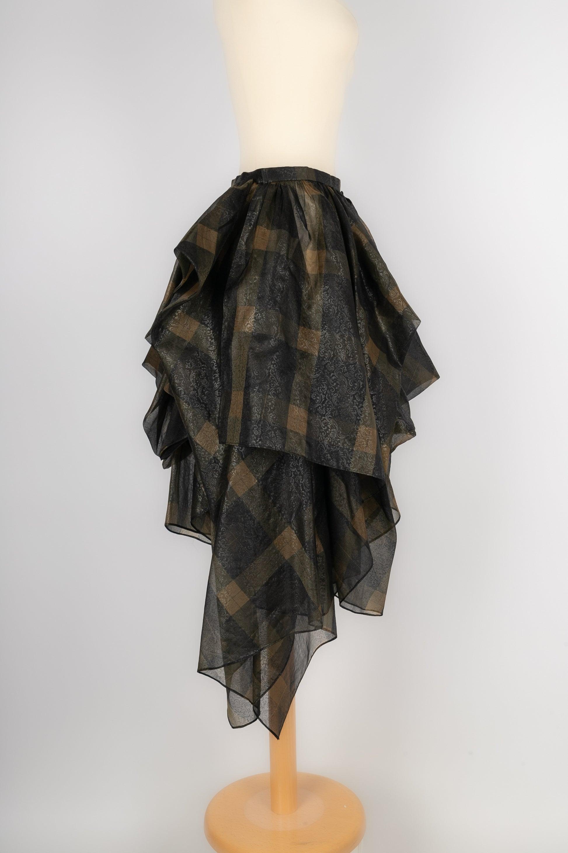 Women's Chloe Black and Brown Silk Organza Skirt For Sale
