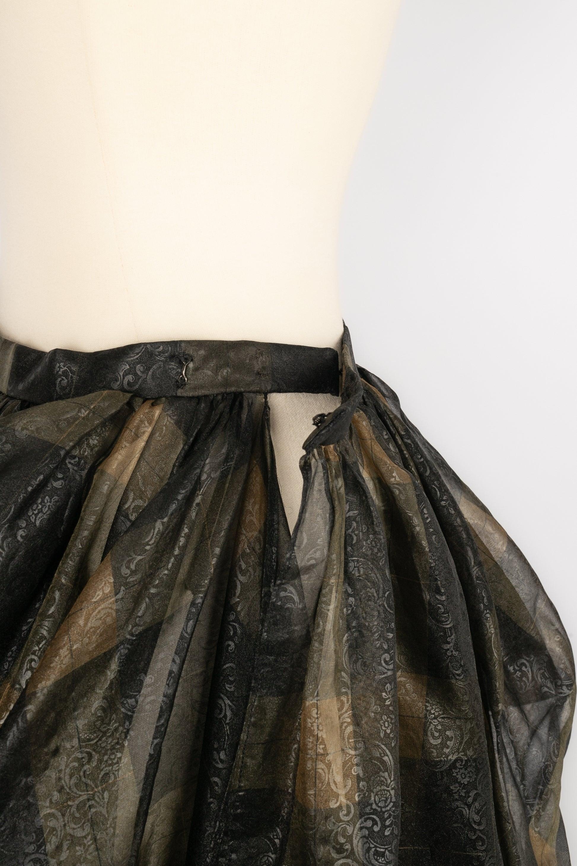 Chloe Black and Brown Silk Organza Skirt For Sale 1