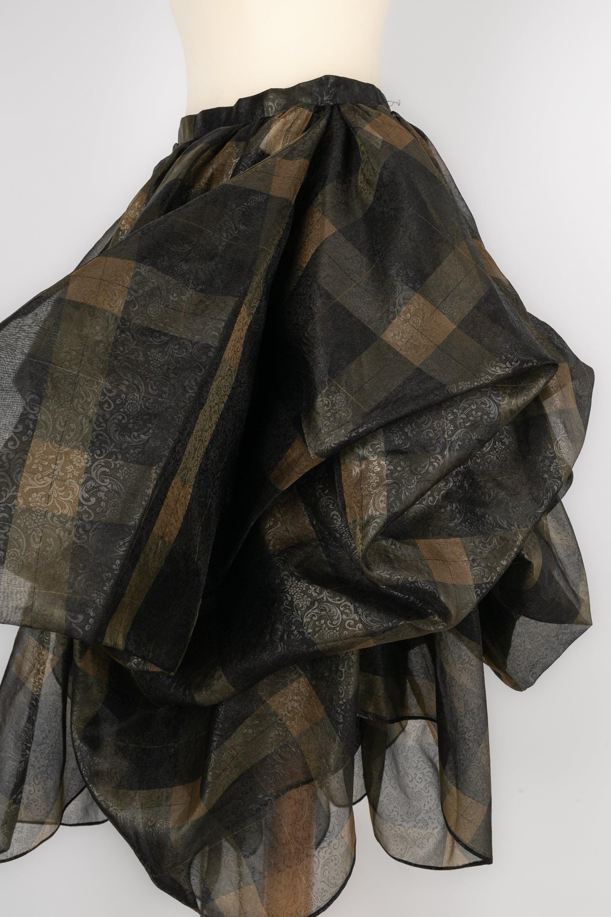 Chloe Black and Brown Silk Organza Skirt For Sale 2