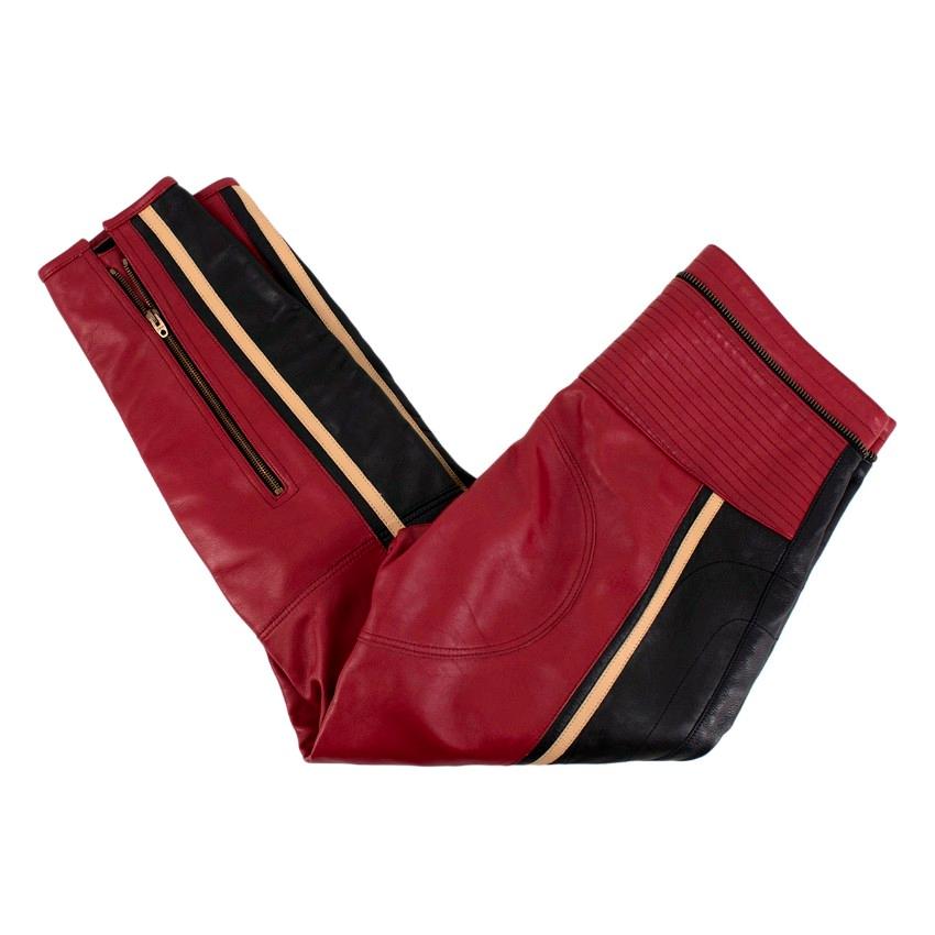 Red Chloe Black and Burgundy Motorcycle Pants For Sale