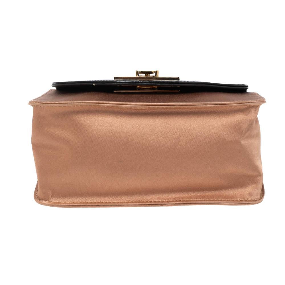 Women's Chloe Black/Beige Leather and Satin Mini Sally Shoulder Bag For Sale