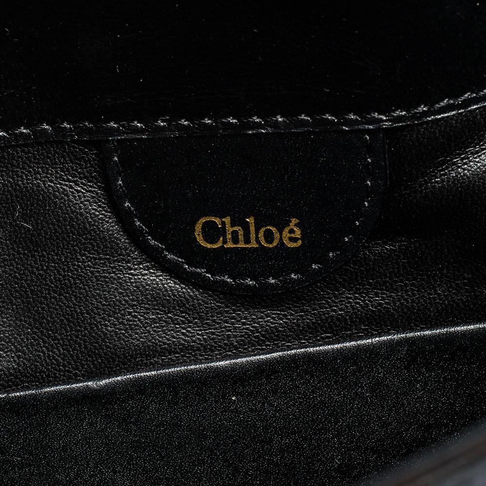 Women's Chloe Black/Beige Leather Bow Flap Clutch