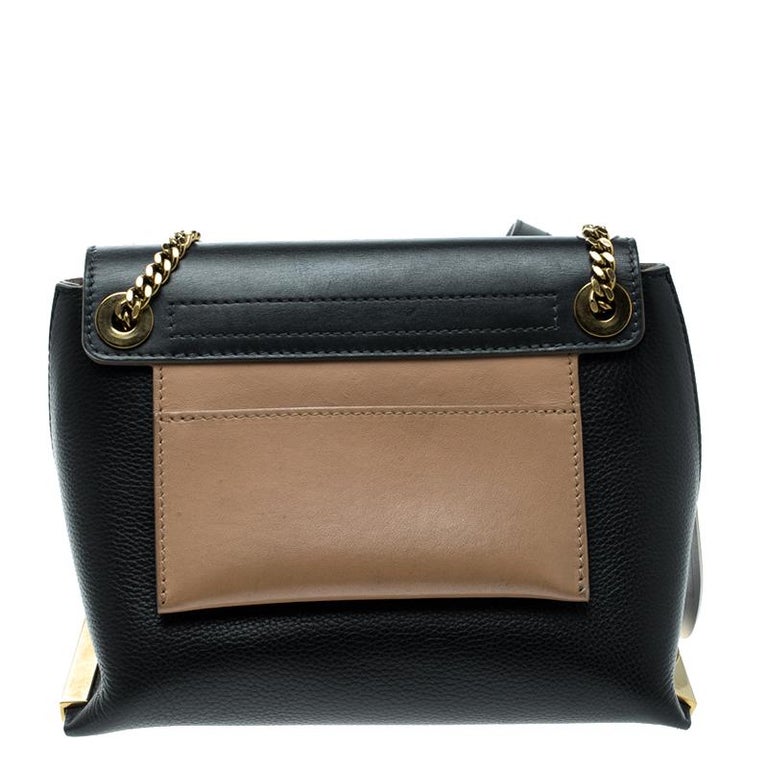 Chloe Black/Beige Leather Small Clare Shoulder Bag For Sale at 1stDibs