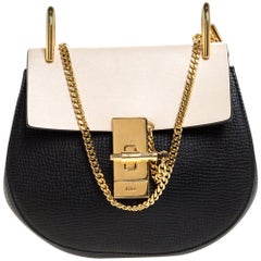 Chloe Black/Beige Leather Small Drew Shoulder Bag