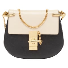 Schwarz/Beige Leder-Umhängetasche von Drew