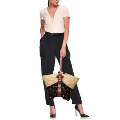 Chloe Black/Beige Raffia Medium Basket Bag