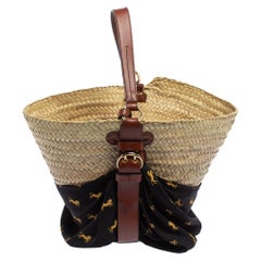 Chloe Black/Beige Raffia Medium Basket Bag