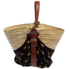 Chloe Black/Beige Raffia Medium Basket Bag