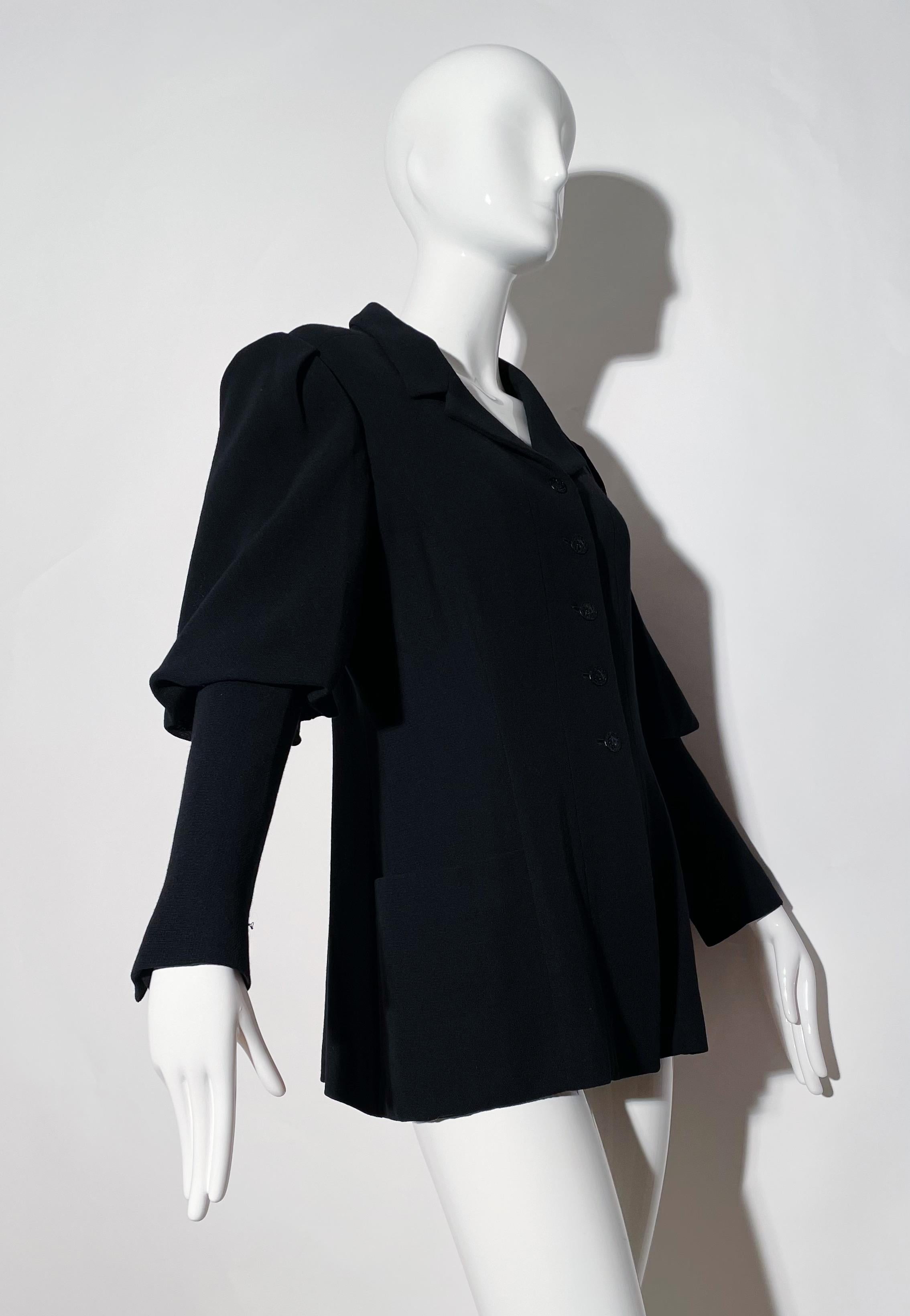 Women's or Men's Chloe Black Blazer with Dramatic Sleeves  For Sale