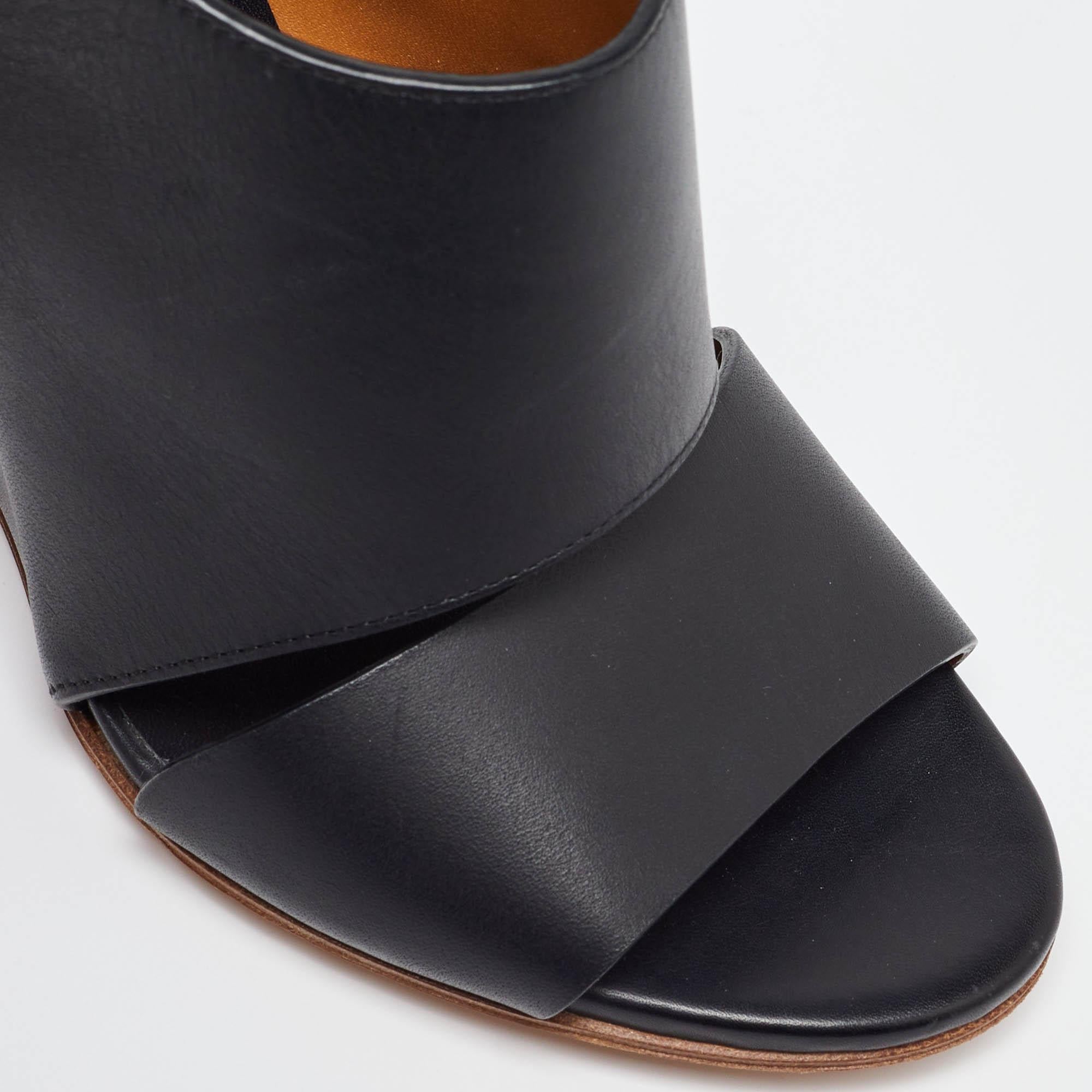 Chloe Black/Blue Suede and Leather Eliza Wedge Slingback Sandals Size 36 For Sale 3