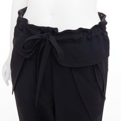 CHLOE black cady flap pocket bow front paperbag cropped harem trousers