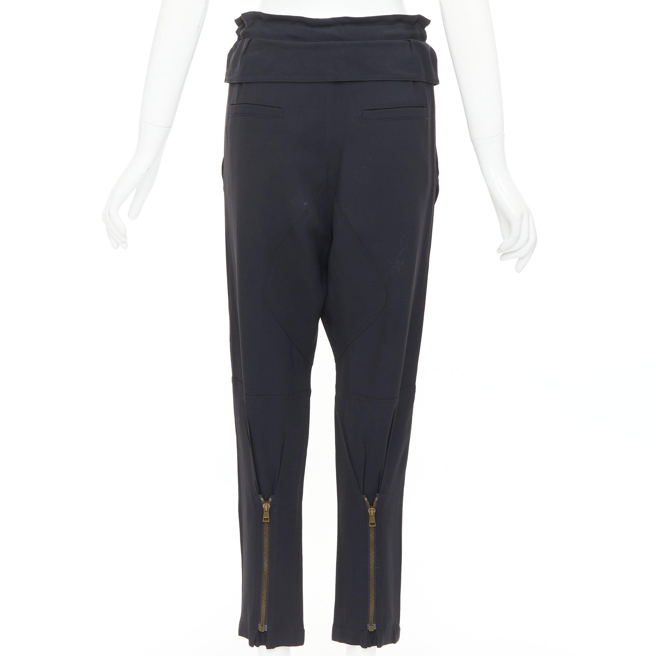 Donna CHLOE - Pantaloni harem con lacci in cady nero con tasca a patta e fiocco sul davanti in vendita