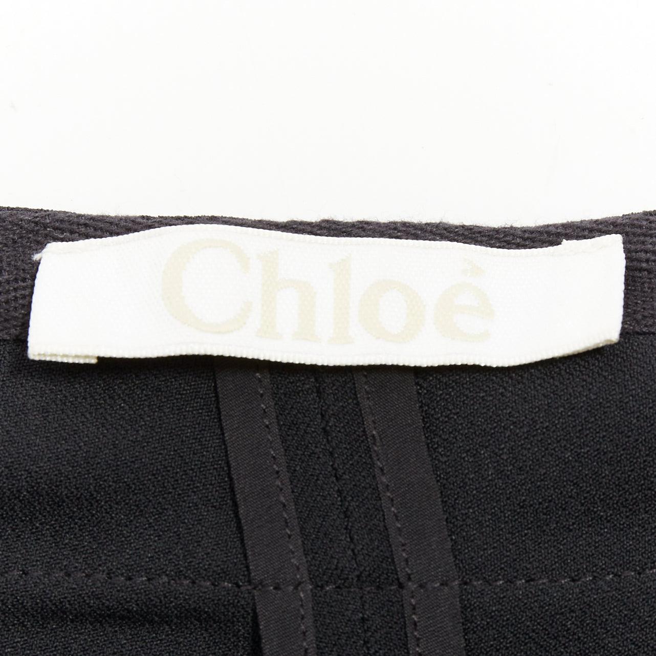 CHLOE - Pantaloni harem con lacci in cady nero con tasca a patta e fiocco sul davanti in vendita 3
